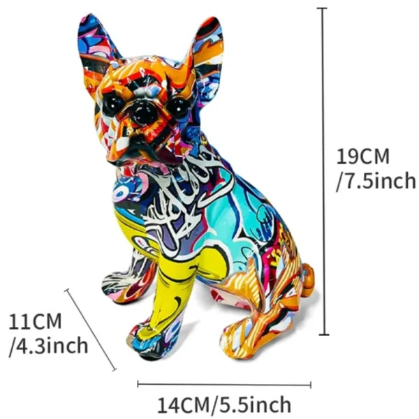 Escultura de Bulldog Francês Colorida