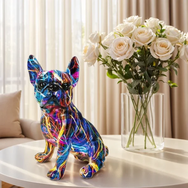 Escultura de Bulldog Francês Colorida