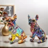 Escultura de Bulldog Francês Colorida