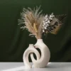 Conjunto de 2 Vasos Cerâmicos Vazados em Estilo Nórdico Moderno