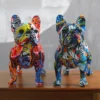 Escultura de Bulldog Francês Colorida