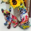 Escultura de Bulldog Francês Colorida
