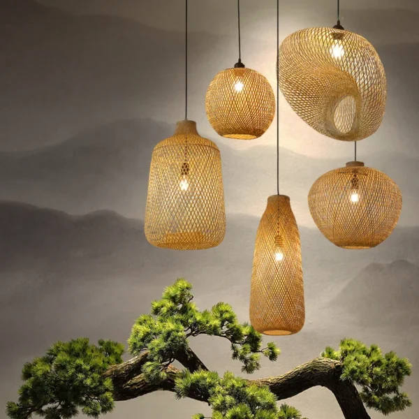 Candeeiro de Teto em Bambu e Vime — Elegância Natural para a Sua Casa